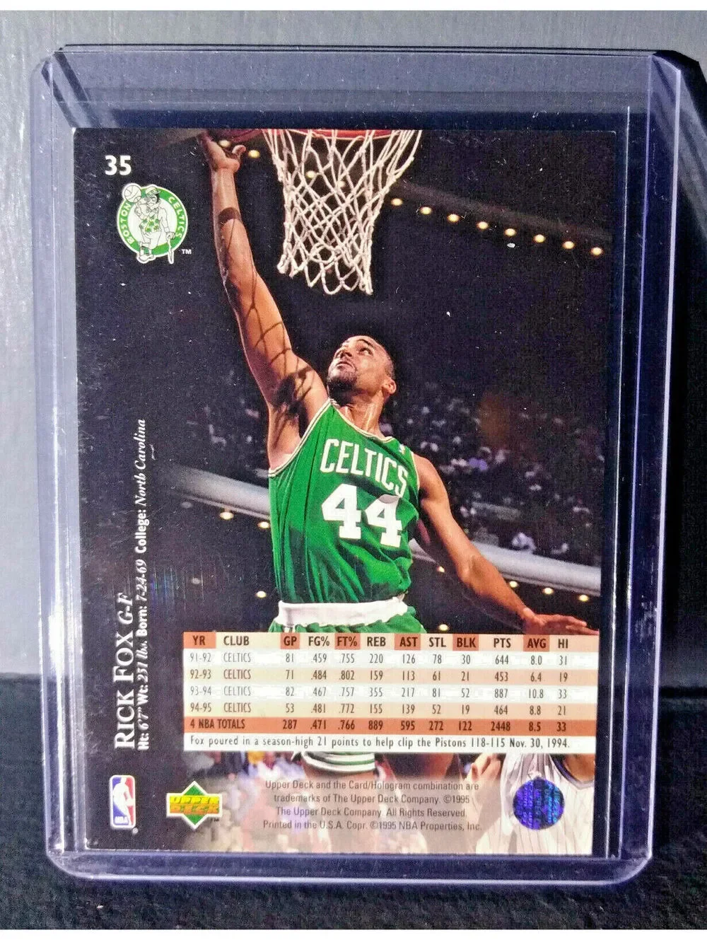 1995-96 Upper Deck Rick Fox #35 Basketball Card